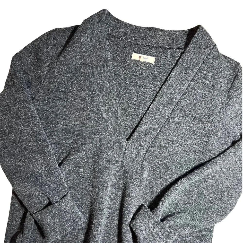 Madewell Slate Charcoal Gray Knit Popover Deep Plunging V-Neck Sweater Size M